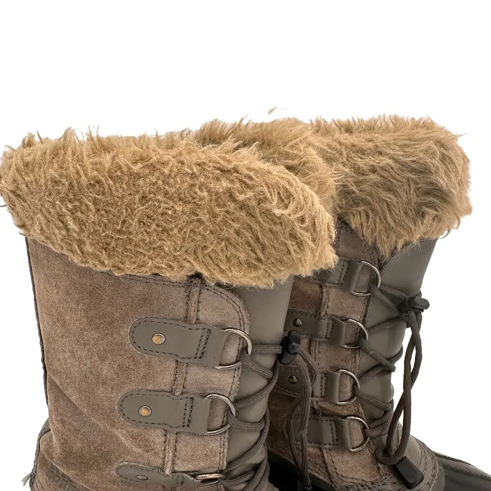 Sorel Youth Grey Joan of Arctic Fur Lined Snow Boots Size 4